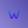 Minimalist W monogram logo gradient blue purple for web studio